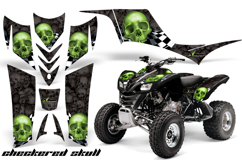 Kawasaki KFX 700 Graphics checkeredskull greenblkbg